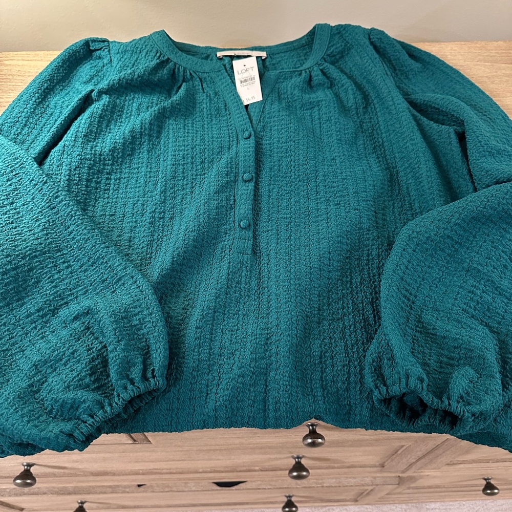 NWT Loft emerald green top